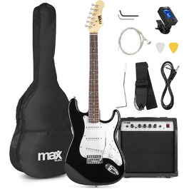 MAX GigKit Бас-гітара: Комплект для гри, підсилювач, аксесуари, 21 лад, чорний