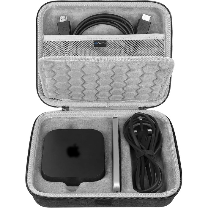 Жорсткий дорожній кейс Geekria для Apple TV 4K (3-2 покоління) та пульта Siri, темно-сірий