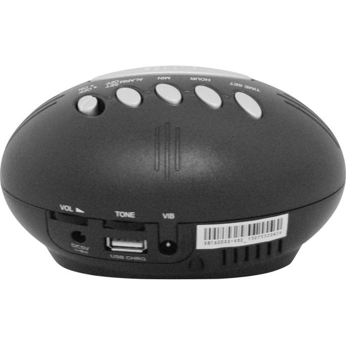 Geemarc SBT600 - Alarm clock for the hard of hearing, deaf, and heavy sleepers with a super loud alarm function, vibrating cushion, and snooze function - USB charging port - DE version