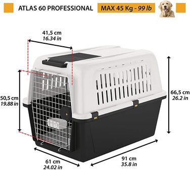 Переноска для собак Ferplast ATLAS 50, сіра, 55,5 x 81 x 59,5 см (розміри зовнішні: 91 x 61 x 68 см)