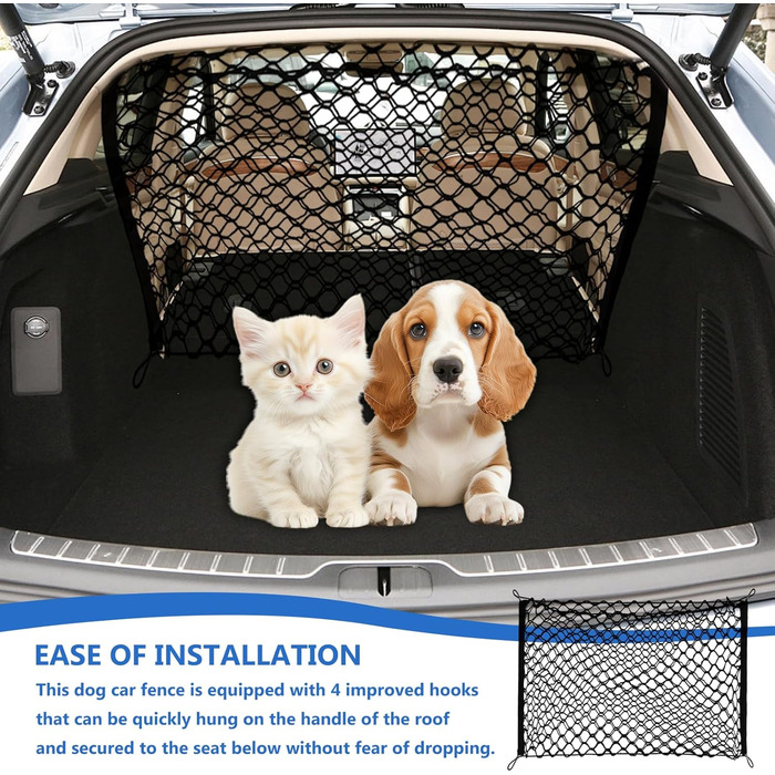 Сітка перегородки для автомобіля GOMETY: захист від тварин, 120x90 см, поліпропілен, 4 гачки