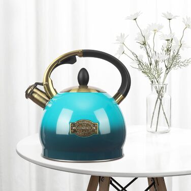 Чайник для заварювання чаю, класичний чайник з нержавіючої сталі, 3 л, блакитний