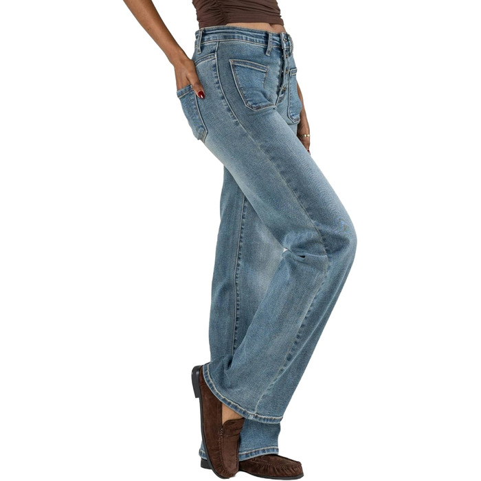 Джинси жіночі Nina Carter P139 розкльошені bootcut, висока талія, вінтажний блакитний (L)