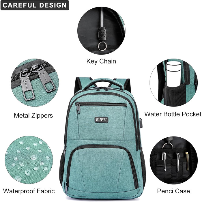 Рюкзак RJEU для дівчат та підлітків, шкільний рюкзак з відділенням для ноутбука 15,6 дюймів, A71-edel