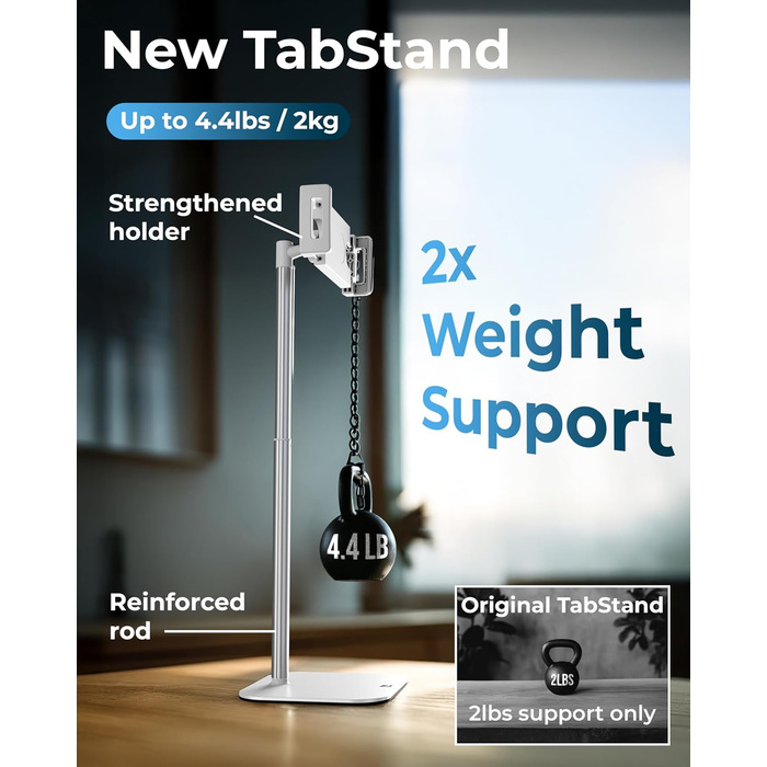 Підставка для планшета та iPad COOPER TabStand, регульована за висотою, білий колір (набір 2 шт), витримує до 2 кг, сумісна з iPad Pro, Air, Mini та Kindle