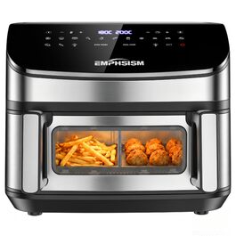 Аерофритюрниця 12л 2 камери 2600W XXL – Мультифритюрниця з верхнім та нижнім нагріванням, 13-в-1 з оглядовим вікном та підсвіткою, для сім'ї 4-7 осіб