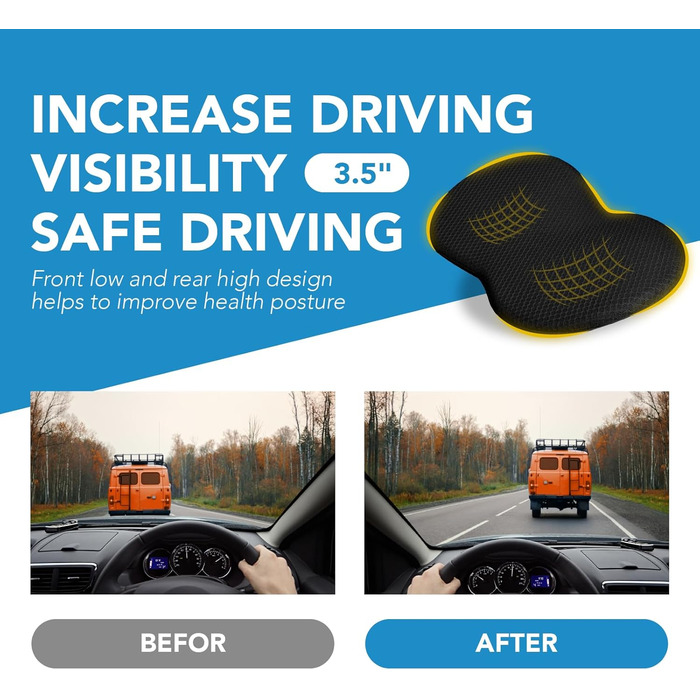 Автоподушка для сидіння Kingphenix: Memory Foam для легкових та вантажних автомобілів – знімає біль при ішіасі та болях у спині – підвищує комфорт водіння – чорна
