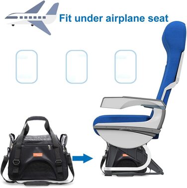 Трансформер для тварин у подорожі: переноска для котів, собак, кроликів, хом'яків. Підходить для авіаперельотів, м'яка, з плечовим ременем (Чорний, M - 47x27x28 см, до 5 кг) L 44 x 30 x 20 см Чорний