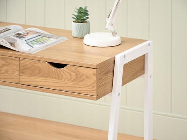Прямокутний письмовий стіл Mebel-Partner 100 x 45 x 75 см, білий/золотий дуб