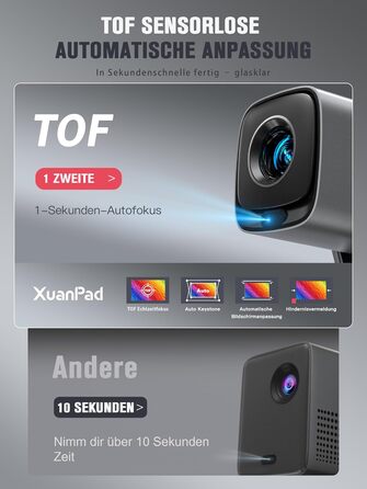 Smart Beamer 4K з автофокусом TOF 28000L, WiFi6, Bluetooth, обертання 210° для дому та вулиці. Сумісний з Netflix, підходить для підключення до телефону/ПК