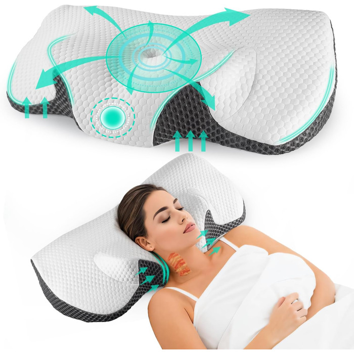 IDEA Pillow for Neck Pain, Orthopedic Memory Foam Pillow, Ergonomic Pillow for Optimal Support, Anti-Snoring Pillow for Side, Back & Stomach Sleepers