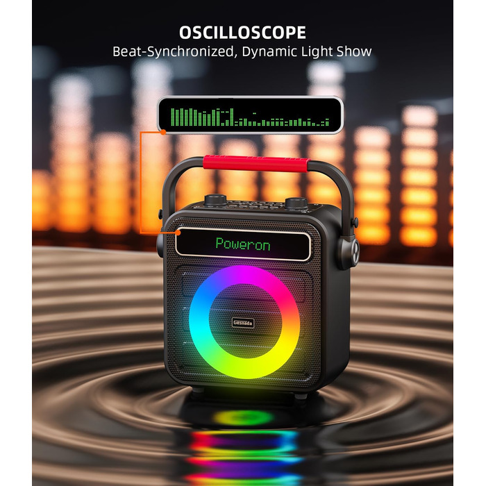 Караоке машина для дорослих та дітей – портативна система з 2 мікрофонами, Bluetooth, TF, USB, AUX, TWS, динамік, чорна