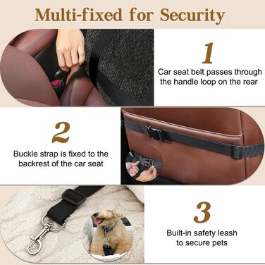 Автокрісло для собак Pawaboo - зручне ліжко-переноска для маленьких собак до 11 кг (чорне)