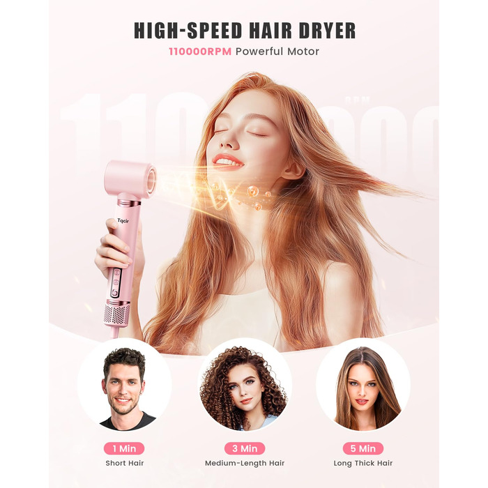 Airstyler 8-в-1: комплект для укладки волосся з набором насадок, рожевий