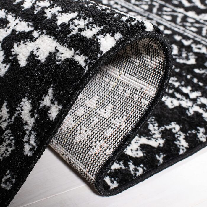 Килим SAFAVIEH Boho Tulum для вітальні, їдальні, спальні - короткий ворс, 183 x 274 см, чорний та слонова кістка