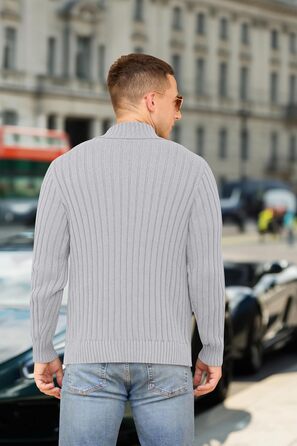 Чоловічий в'язаний кардиган NITAGUT з блискавкою, теплий, в'язаний пуловер, вінтажний стиль, колір темно-синій (XL, сірий)