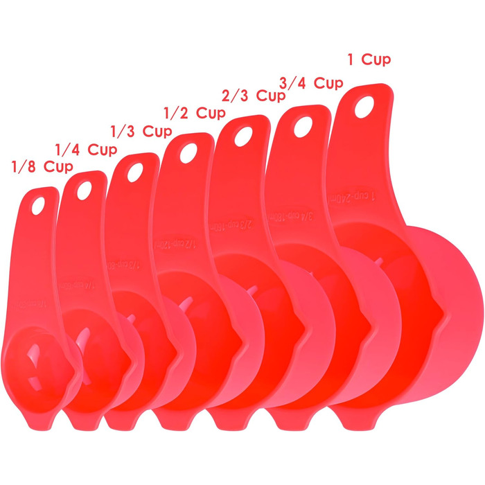 Set of measuring cups and spoons, 15 pieces, plastic measuring cups, 7 plastic measuring cups, 7 plastic measuring spoons with leveler, cute measuring cups for baking and kitchen