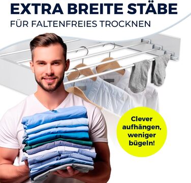 Сушарка для одягу EASYmaxx Wandwäschetrockner 400 на стіну – компактна та висувна, 80 x 40 x 10,5 см, 4 м довжини сушіння. Підходить для сушіння одягу в приміщенні та на вулиці без електроенергії.