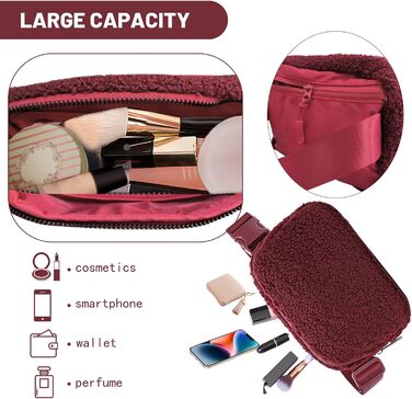 Сумка на пояс для жінок та чоловіків: спортивна, з регульованим ремінцем та блискавкою. Містка сумка для телефону, ідеальна для бігу, подорожей, прогулянок та активного відпочинку (колір: коричневий, тедді).