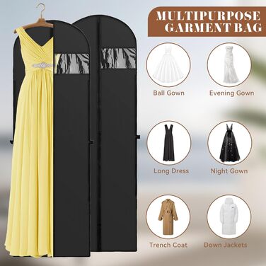 Чохли для одягу 4 шт. 60x180 см, дихаючий матеріал, з ручками, на блискавці, з віконцем. Захист для костюмів, пальто, суконь.