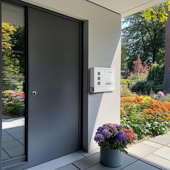 Поштовий ящик Zedelmaier Anthrazit RAL 7016 з газетницею та індивідуальним табличкою з нержавіючої сталі та 3D номером будинку, сучасний, стійкий до погодних умов, подвійне порошкове покриття