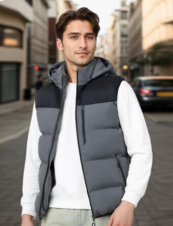 Чоловіча зимова жилетка AIEOE для активного відпочинку, тепла термо-жилетка з капюшоном, сіра, розміри EU S-XL