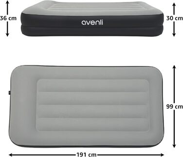 Надувний матрац-ліжко AVENLI для 2 осіб з інтегрованим насосом, флаокована поверхня, 191x99x36 см (для кемпінгу та дому)