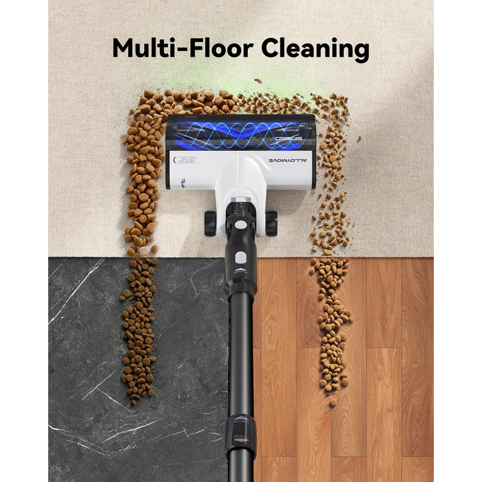 Бездротовий пилосос AlloyMove A01: потужність 550W, 48kPa, 65 хвилин роботи, фільтрація 99.9%, об'єм контейнера 1.5л, для волосся, килима, твердих поверхонь (чорний)