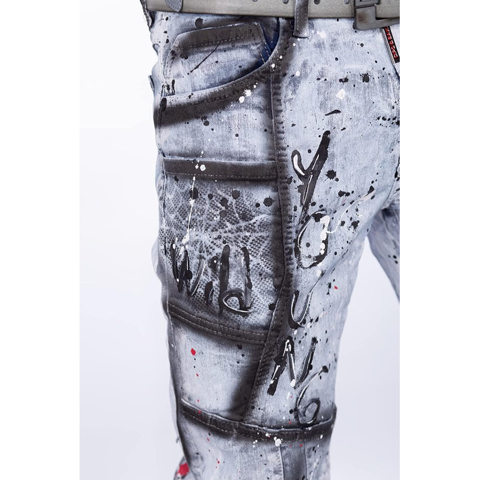 Чоловічі джинси Cipo & Baxx Iceblue Slim Fit 31W/34L з потертостями та стразами