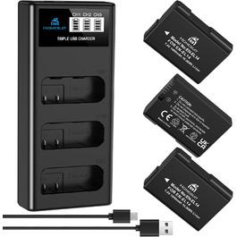 Акумулятор EN-EL14 1300mAh та USB LED зарядний пристрій для Nikon D3100, D3200, D3300, D3500, D5100, D5200, D5300, D5500, D5600, Coolpix P7000, P7100, P7200, P7700, P7800 (2 шт.)