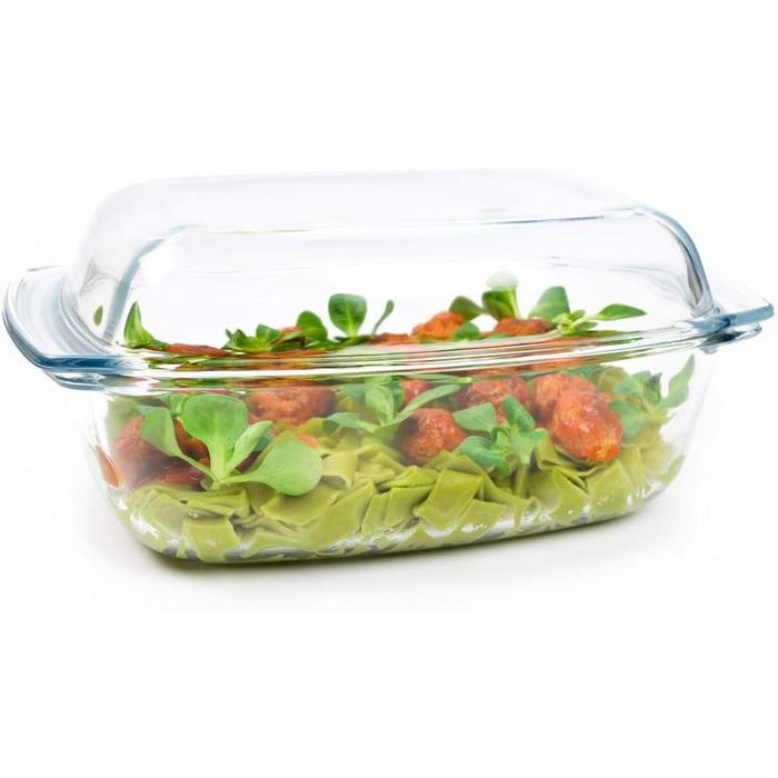 Send casserole dish 5.8 L with lid made of heat-resistant glass, glass cookware, glass roaster