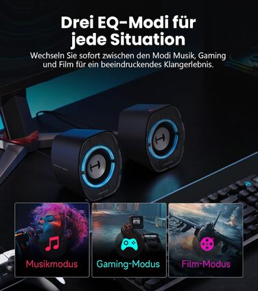 Комп'ютерні колонки Edifier G1000 II з RGB-підсвічуванням, Bluetooth, USB-C, AUX, для PC, PS5, Switch (чорний)