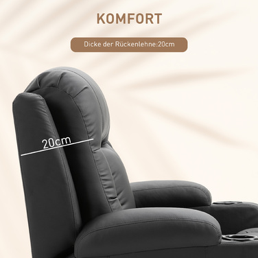 HOMCOM Massage Chair, Recliner Chair, Heated Recliner Chair, TV Recliner with Reclining Function, Recliner Chair with Remote Control, Black | Aosom
