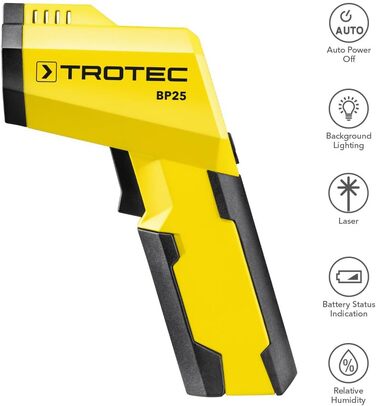 Інфрачервоний термометр Trotec BP25 – лазерний пірометр з визначенням точки роси, діапазон вимірювання -50°C до +260°C
