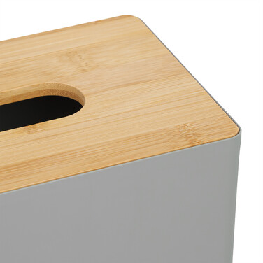 Relaxdays Grey Towel Box with Bamboo Lid