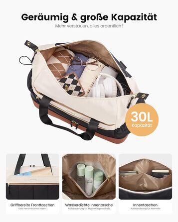 Сумка-валіза LOVEVOOK для жінок, легка, клінічна/лікарняна сумка, дорожня сумка-мішок, валіза ручної поклажі, спортивна сумка з відділенням для взуття (бежевий+світло-зелений+оливковий, M-30L)