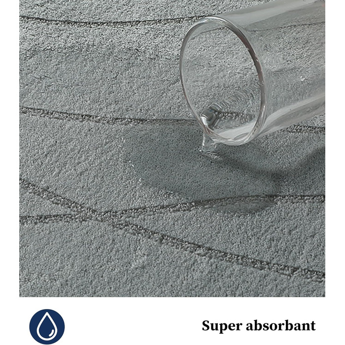 Килимок для ванної кімнати chakme з ефектом пам'яті, антиковзаючий та вбираючий м'який килим у ванну, що переється (60x150 см, сірий)