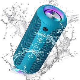 Портативна Bluetooth колонка Ortizan з RGB підсвіткою, водонепроникність IPX7, 30 годин роботи, Bass Boost, TWS, AUX, TF картка, мікрофон (BLUE)