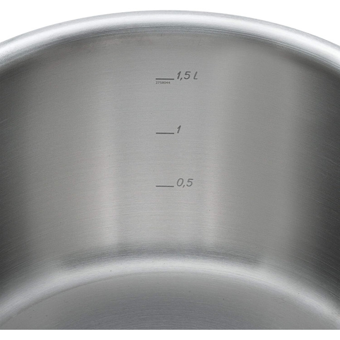 Каструля WMF Gourmet Plus 16 см з нержавіючої сталі Cromargan з металевим кришкою, 1,4 л, для індукційних плит, з внутрішньою шкалою