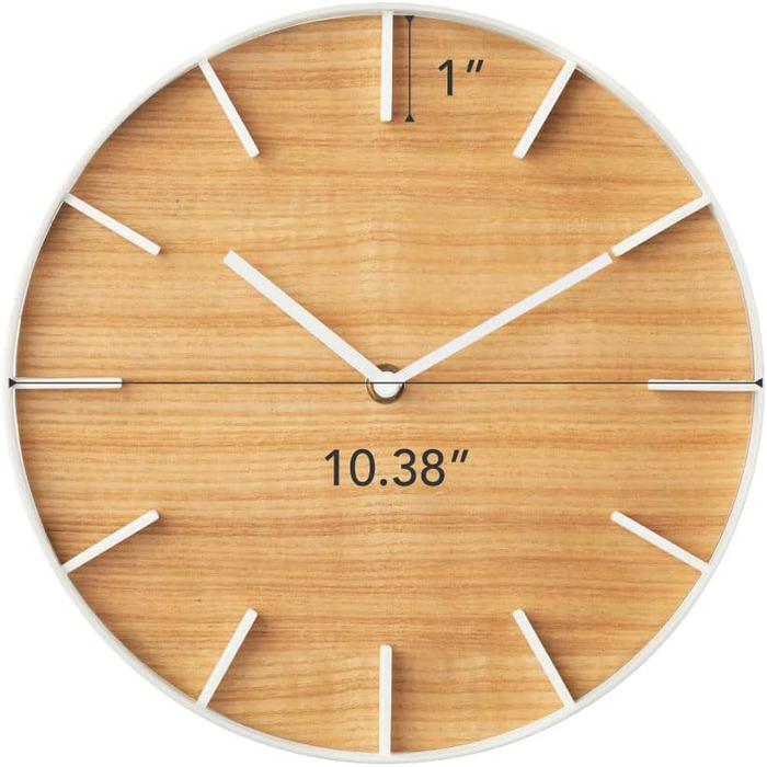 Yamazaki 4108 RIN Wall Clock, Steel/Plywood, Minimalist Design, 26.5 x 4.2 x 26.5 cm (LxBxH) (White)