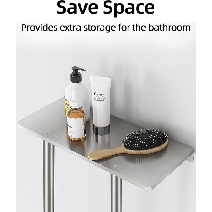 Тримач для рушників на стіну, велика полиця для рушників у ванну кімнату, металева підставка для гостей, сріблястого кольору (30 дюймів)