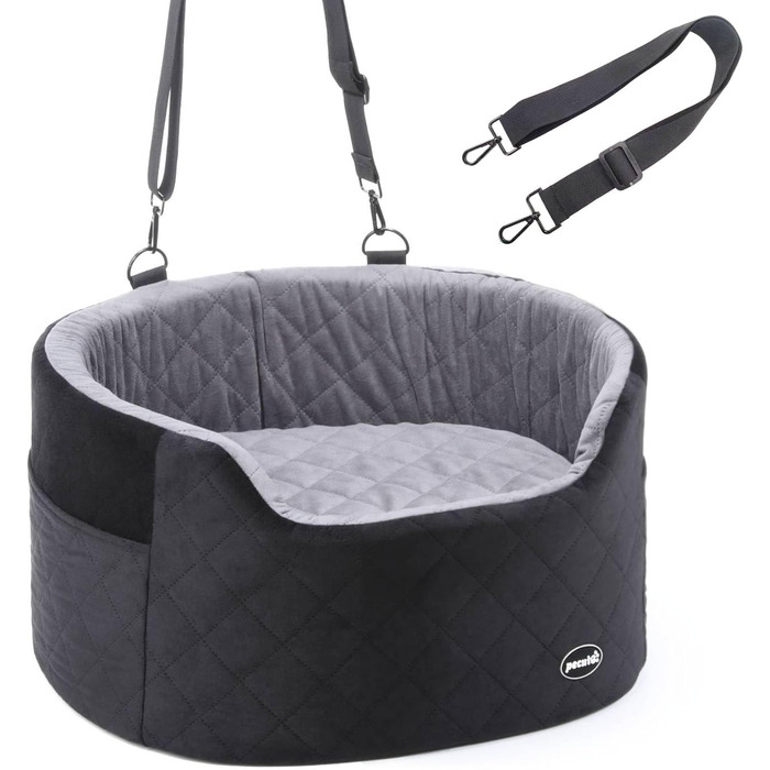 Dog Car Seat Backrest, Middle Seat, Less than 70 cm, Dog Bed for Car Back Seat with Thick Padding for Pet Travel, Waterproof and Washable, Dog Car Seat Backrest with 2 Safety Leashes (M, Black + Gray)