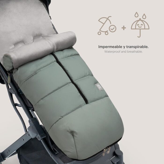Універсальний зимовий конверт INTERBABY для візочка, зелений, теплий, антиалергенний, знімний, подвійна блискавка, легке прання