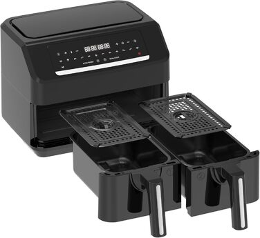 Електрична аерофритюрниця Emerio Digital Doppel 7,2 л (2×3,6 л), 12 програм, без BPA, синхронне завершення, фритюрниця без олії