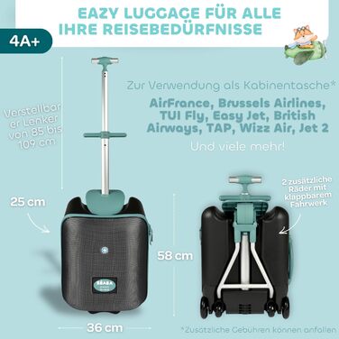 BÉABA Luggage Eazy: дитячий валіза-стілець 2-в-1, 22 л, блакитний, від 4 років