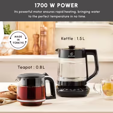 Karaca Dora Teapot, 4.5 L Kettle, 1.8 L Water Boiler, suitable for gas and electric cooktops, teapot, Turkish teapot (caydanlik), and teapot set, Teapot (not induction), (Single Size, Chrome)