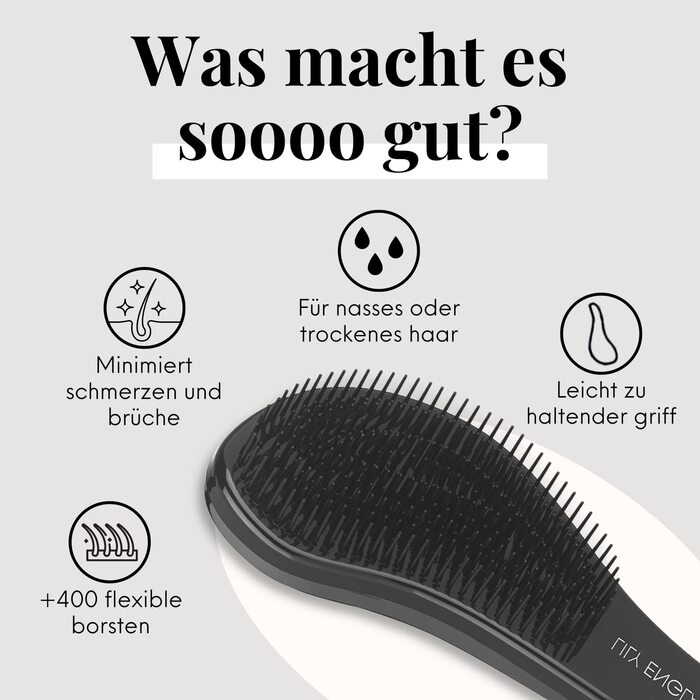 Розпушувальна щітка Lily England для густого, тонкого, кучерявого волосся - професійна розпушувальна щітка для дітей, жінок та малюків - веган, чорний колір