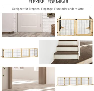 Захисне ґратка для собак PawHut - регульоване, самостійне, дерев'яне, 6 панелей, 70H x 432B см