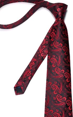 Чоловіча краватка Enlision Paisley, комплект з нагрудною хусткою та запонками, формальна, бізнес, червоно-чорна