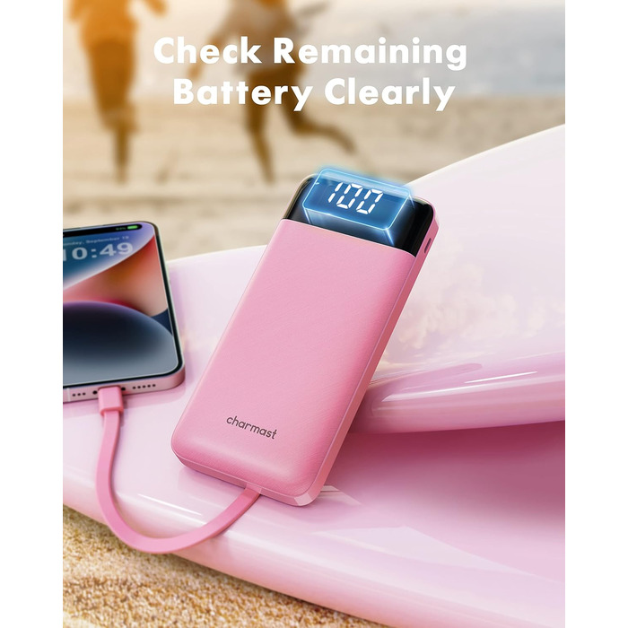 Power Bank Charmast 10000mAh з 6 виходами, USB-C, LED-дисплеєм, 4 кабелями, для iPhone, Huawei, Samsung